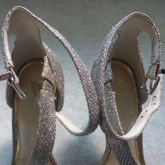 JESSICA SIMPSON gold glitter sparkle strappy heels - NWOT! - Picture 6 of 14